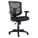 An Alera Elusion Series black mesh mid-back office chair with black seat and arms.