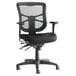 a black office chair with a mesh back