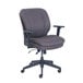 A Serta grey office chair with wheels and arms.