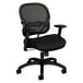 A black HON office chair with a mesh back and arms.