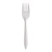 A white medium weight plastic fork.