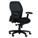 A Safco Mercado Series black mesh office chair with black armrests.
