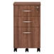 A Alera Valencia modern walnut three-drawer mobile pedestal.