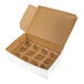 A white cupcake or muffin box with a 12-slot reversible insert and an open lid.