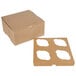 A brown cardboard Baker's Mark cupcake box with white circles.