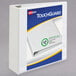 A white Avery TouchGuard binder with blue and yellow text on the label.