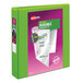 A green Avery® Durable View Binder with a picture of a product box.