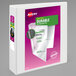 The white product box for an Avery DuraHinge view binder with a design on it.