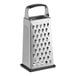 A stainless steel 4-sided box grater with a soft grip handle.