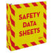 A yellow and red Avery Industrial SDS binder box with white and red stripes.