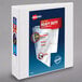 A white Avery heavy-duty binder with a picture of a white box.