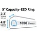 A diagram of Avery EZD rings for a 5" binder.