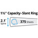 A diagram of Avery Pink Heavy-Duty View Binder with 1 1/2" Locking One Touch Slant Rings.