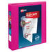 A pink Avery heavy-duty binder with a picture of a product on the cover.
