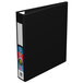 A black Avery heavy-duty binder with a label holder.