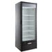 A Beverage-Air black refrigerated glass door merchandiser.