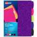 A package of Avery multicolor glitter binder dividers with blue, pink, purple, and green tabs.