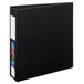a black binder with white labels