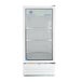 A white Beverage-Air refrigerated glass door merchandiser with shelves.