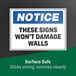 A package of 60 Avery Surface Safe rectangle sign labels on a wall.