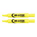 Two Avery fluorescent yellow desk style highlighters with chisel tips.