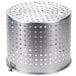 A silver metal cylinder with holes.
