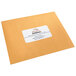 a brown envelope with a white label