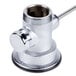 A T&S stainless steel twist waste valve with a long metal handle.
