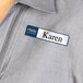 a name tag on a shirt