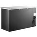 A black rectangular Avantco back bar refrigerator with a silver top and LED lighting.