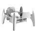 A silver metal Acopa Voyage chafer stand with legs.