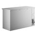 A stainless steel Avantco back bar refrigerator with a door open.