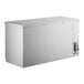 An Avantco stainless steel rectangular back bar cooler with a glass door and black handle.