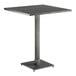 A Lancaster Table & Seating square table with a metal base.