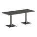 A black rectangular Lancaster Table & Seating live edge table with metal legs.