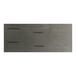 A rectangular solid wood live edge table with a slate gray finish.