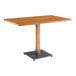 A Lancaster Table & Seating wooden table with a live edge and a metal base.