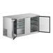 An Avantco stainless steel back bar refrigerator with two doors.