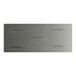 A rectangular solid wood bar height table with a slate gray finish and live edge design.