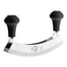 A Mercer Culinary mezzaluna with black handles.