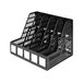 A black plastic rack with five compartments.