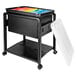 A black Advantus plastic folding mobile file cart with files on top.
