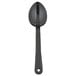 A close-up of a black Thunder Group salad bar spoon with a handle.
