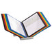 A Durable VARIO desktop reference system with colorful borders and panels on a binder.