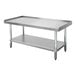 An Advance Tabco stainless steel equipment stand with a galvanized undershelf.
