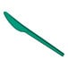A green heavy weight 6 1/2 inch CPLA plastic knife.