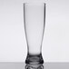 A Libbey Tritan plastic pilsner glass on a table.