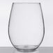 A clear Libbey Tritan plastic stemless wine glass.