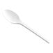 A white compostable plastic spoon.