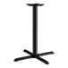 A Lancaster Table & Seating black cast iron counter height table base with a black metal pole and cross base.